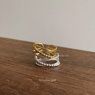 Daydream 925 Sterling Silver (Gold) Round Beads Thin Line Winding Open Ring FR112