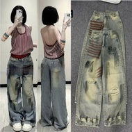 J97 BIGSIZE DUST Ripped JEANS 3 STRIPES