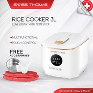 Swiss Thomas Low Sugar Rice Cooker 3L Large Capacity 24 Hours Keep Warm Smart 6 Menu Periuk Nasi Gul