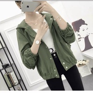 Women'sJacket with 1-Layer Khaki Hat, Loose Form, Cool to Wear, Good Sun Shade and Wind Protection [