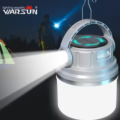 Warsun Outdoor 1100 Lumen Long Endurance Led Solar Powerful Rechargeable Camping Lamp Light with Out