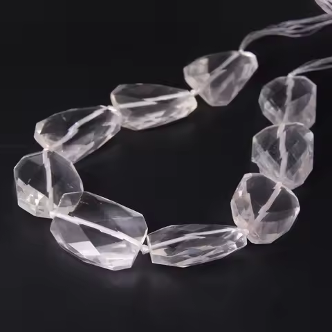 15.5"/strand Natural Clear Crystal Twisted Faceted Slab Loose Beads,Cut Quartz Slice Nugget Pendants