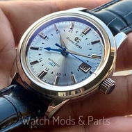 WMNP GS Grand Seiko Mod True GMT Watch Ice Blue Dial with Seiko NH34 Movement