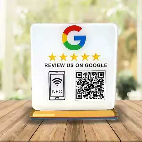 Customize Google Review Sign NFC Scan QR Code Acrylic Social Media Signs Google Review Plates with S