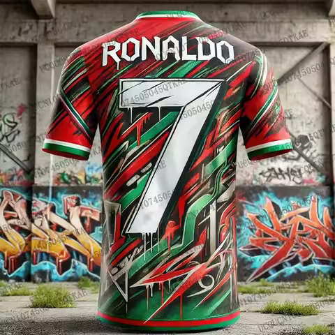 2025 New Arriavl Summer The Street Graffiti Ronaldo 7 CHATGPT Design Football Jersey Oversized O-nec