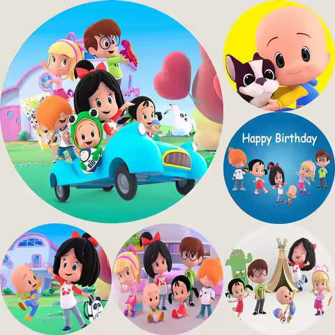 Round Cleo and Cuquin Background Kids Birthday Party Backdrop Circle Banner Photography Decoration P