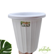 pot bunga lusinan yogap ypt 18 putih / pot tanaman plastik