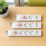 LUBY Electrical Cable Plug + USB Port Type C LUBY Cable Socket 2 Holes/ 3/ 4 Cables 1.8M 3 Meters