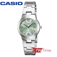 Casio Standard นาฬิกาข้อมือผู้หญิง สายสแตนเลส รุ่น LTP-1241D-3ADF (เรือนเหล็ก/หน้าเขียว)