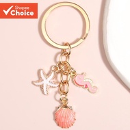 Cute Keychain  Shell Starfish Fishtail Keyring Ocean Keychain Summer Gift