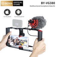 BOYA BY-VG380มัลติฟังก์ชั่นสมาร์ทโฟนวิดีโอ Rig Vlog ชุด BY-MM1 + ขาตั้งกล้อง + ที่วางมือถือสมาร์ทโฟนกรง Mini ขาตั้งไมโครโฟน Ballhead สำหรับ Vlog วิดีโอวิดีโอถ่ายทอดสดกรง