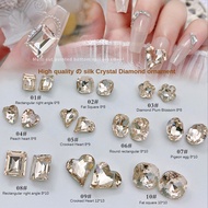 High Quality Silk Crystal Pointed Nail Art Diamond Jewelry / Shiny Light Champagne Fancy-Shaped Nail Diamond Jewelry / Crooked heart-shaped rock sugar fat square plum blossom dove