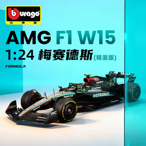 Bburago Alloy Car Model For Collector 1:24 Mercedes-Benz F1 Formula Cars W15 Simulation Alloy Car Mo