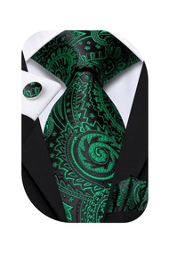 Hi-Tie Mens 63inches Tie Set Extra Long Necktie Woven Silk Tie Pocket Suqare Cufflinks Business Wedd