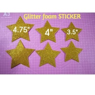 STAR - Glitter foam Stickers (6pcs)| 4.75 inches || 4 inches || 3.5 inches