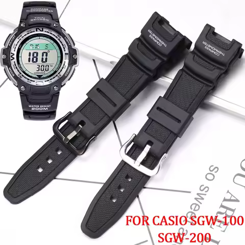 Resin Watch Strap For Casio SGW-100-1V SGW-200 Series Concave Sports Men's Waterproof Strap SGW100 R