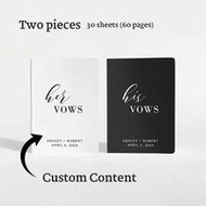 2pcs Personalized Romantic Wedding Vow Books, Customized Black & White Classic Vow Books With Bride 