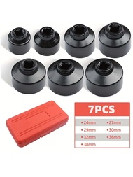 7PCS 3/8" Drive Oil Filter Socket Set Cap Wrench Removal Tool Kit Includes 24 27 29 30 32 36 38mm Re