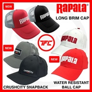 RAPALA Water Resistant Ball Cap CrushCity Snapback Long Brim Baseball RWBC-R RWBC-W Trucker