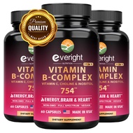 Vitamin B Complex for Energy, Brain & Heart Support Made in USA with B1, B2, B3, B5, B6, B7, B8, B9,