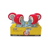 MERAH 2 Inch Red Rubber Wheels with Live Trolley