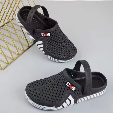 Men's Summer Sandals Half-Closed Head Hollow out Plastic Net Bird's Nest Hollow Beach Shoes Anti-Sli
