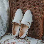 俐落魔鬼氈真皮鞋 | 米白 | 台灣手工鞋MIT 樂福鞋