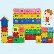 Children Big Size House Building Block 52-286Pcs Exercise Intelligence Square Building Blocks Plasti