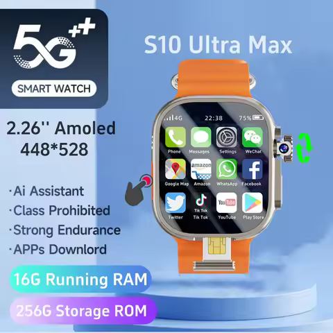 GoldenSpike S10 Ultra Max Smartwatch 5G Android Smart Watch With 2.26'' Amoled Screen 800W Rotary Ca