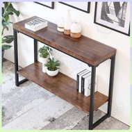 Simple and modern foyer table, solid wood long and narrow table, with a supply table against the wal
