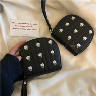 wallet wallet woman Easy to Use!Black Retro Wallet Embroidered Flower Exquisite Cute Short Card Hold