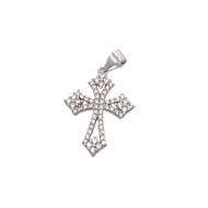 C5221 RHOD CLTC MIDOPN CROSS WHTE FULL CZ PNDNT 1.7G Sterling Silver 925 Pendant