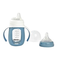 BEABA ขวดแก้วหัดดื่ม 2 in 1 Glass Learning Bottle 210 ml with Silicone Protective Sleeve 210 ml - Wi