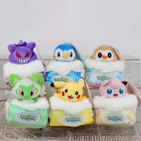Pokemon Plush Keychain Clefairy Mew Gengar Rowlet Sprigatito Piplup Pamo Igglypuff Quaxly Stuffed Ke