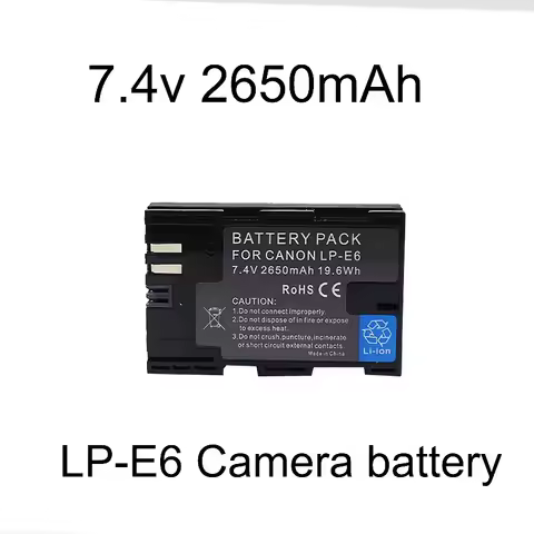 2650mAh LP-E6 LP-E6N LPE6 Battery+LED Dual Charger with Type C for Canon 5D Mark II III 7D 60D EOS 6
