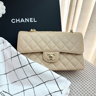 Chanel Classic Flap Small cf23 Caviar Beige 米色荔枝皮 金扣 晶片款 全新