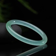 Natural ice  jade bracelet light green ice quartzite jade bracelet round bar Bangle women