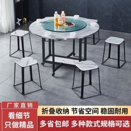 Dining Table Household Solid Wood Folding round Table Imitation Marble Movable round Table Small Apartment Dining Three Folding round Table