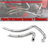 Exhaust Pipe Slash Cut Full Muffler Exhaust System Pipe+Silencers Stainless For Yamaha Virago XV535 