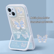 Glitter Butterfly Invisible Bracket for vivo Y76 Y100 Y02 Y17 Y12 Y15 Y19 Y21 Y33S Y20 Y20S Y20A Y20