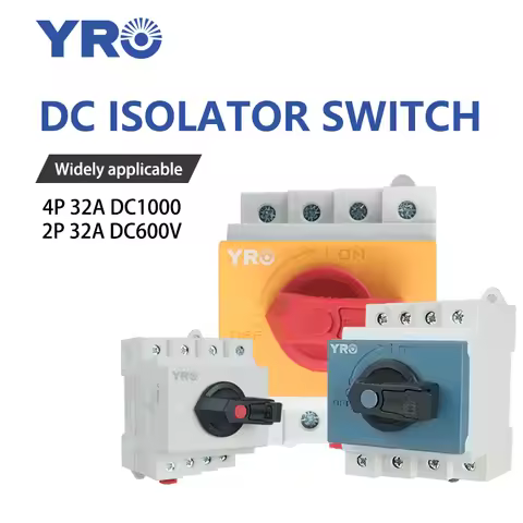 DC Solar Isolator Switch 4P 32A 1000V Din Rail Mounting Rotating Handle Disconnector For PV Solar CE