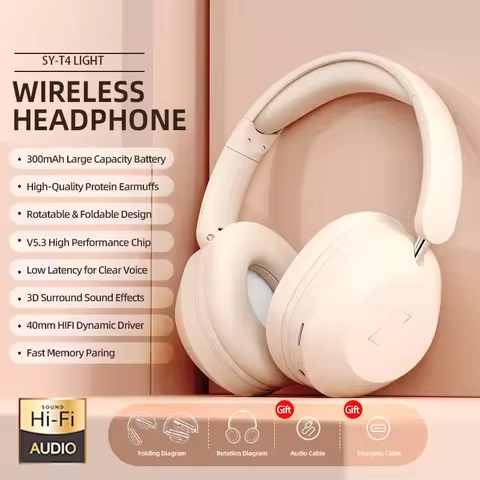 SY-T4 Foldable Wireless Bluetooth Headset Over Ear Sports Headphones High Power Stereo Sound For Cel