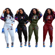 b0079Letter print tracksuit woman 2 piece set for lady