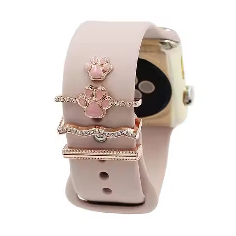 Cat Paw Diamond For Apple Watch Band Ornament Decoration Ring Metal Charms For iwatch Bracelet Silic
