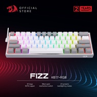 Redragon K617 Fizz 60% Wired RGB Gaming Keyboard, 61 Keys Hot-Swap Compact Mechanical Keyboard Pro D