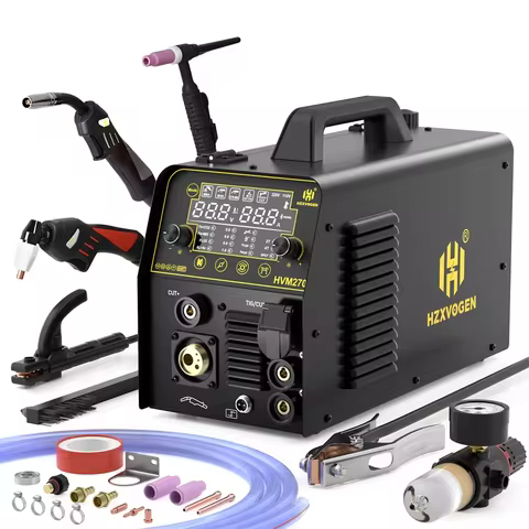 HZXVOGEN 270A 6 in 1 Aluminum Welding Machine Cut/Gas MIG/Gasless MIG/HF TIG/MMA Digital Screen 2T 4
