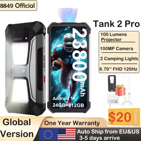 8849 Tank 2 PRO Projector Rugged Smartphone Android 2.4K 24GB 512GB 100MP Camera 23800mAh 120W Dual 