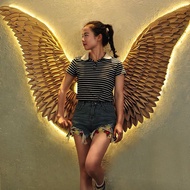 Industrial style iron art wing pendant for hotels, milk tea shops, BBQ shops, barber shops, shops