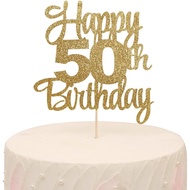 Happy 50th Birthday Cake Topper - 50th Birthday Decorations,50th Topper,50 Cake Party Decorations,50