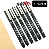 BLACKFUNNY 6PCS Uni Pin Drawing Pen Fine Line 005 01 02 03 05 08 Needle pen B7K9